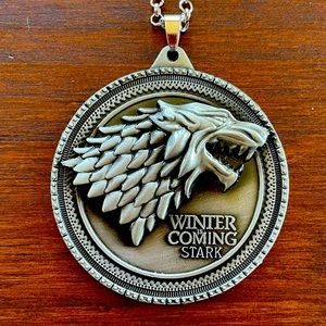 Game of Thrones House Stark medallion necklace with Direwolf emblem